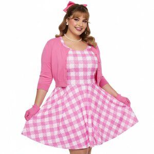 Charming Pink Gingham Swing Dress | Retro Pinup Style Fit & Flare